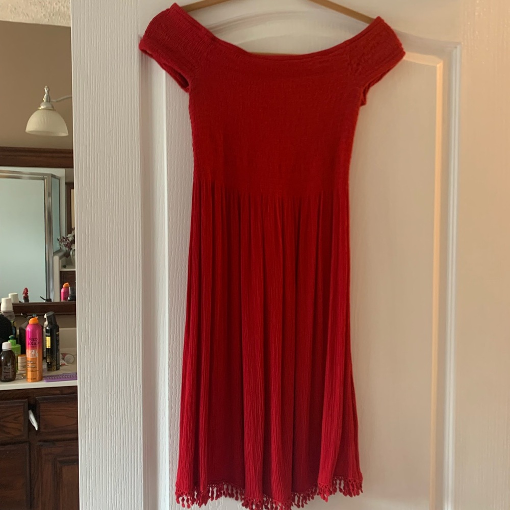 Elegant Red Off-Shoulder Dress